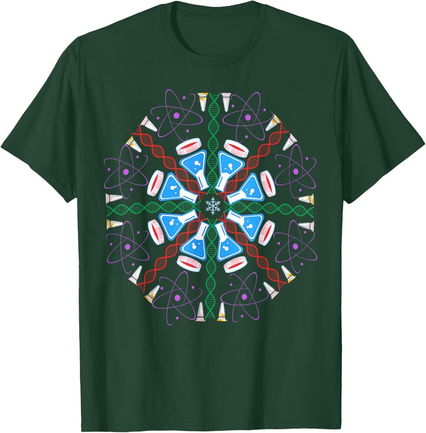 Snowflake Science Microbiology Biology Chemistry Christmas T-Shirt - T-Shirt | Forest