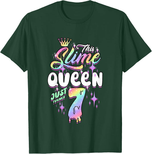 Kids This Slime Queen Just Turned 7 Birthday T-Shirt - T-Shirt | Forest