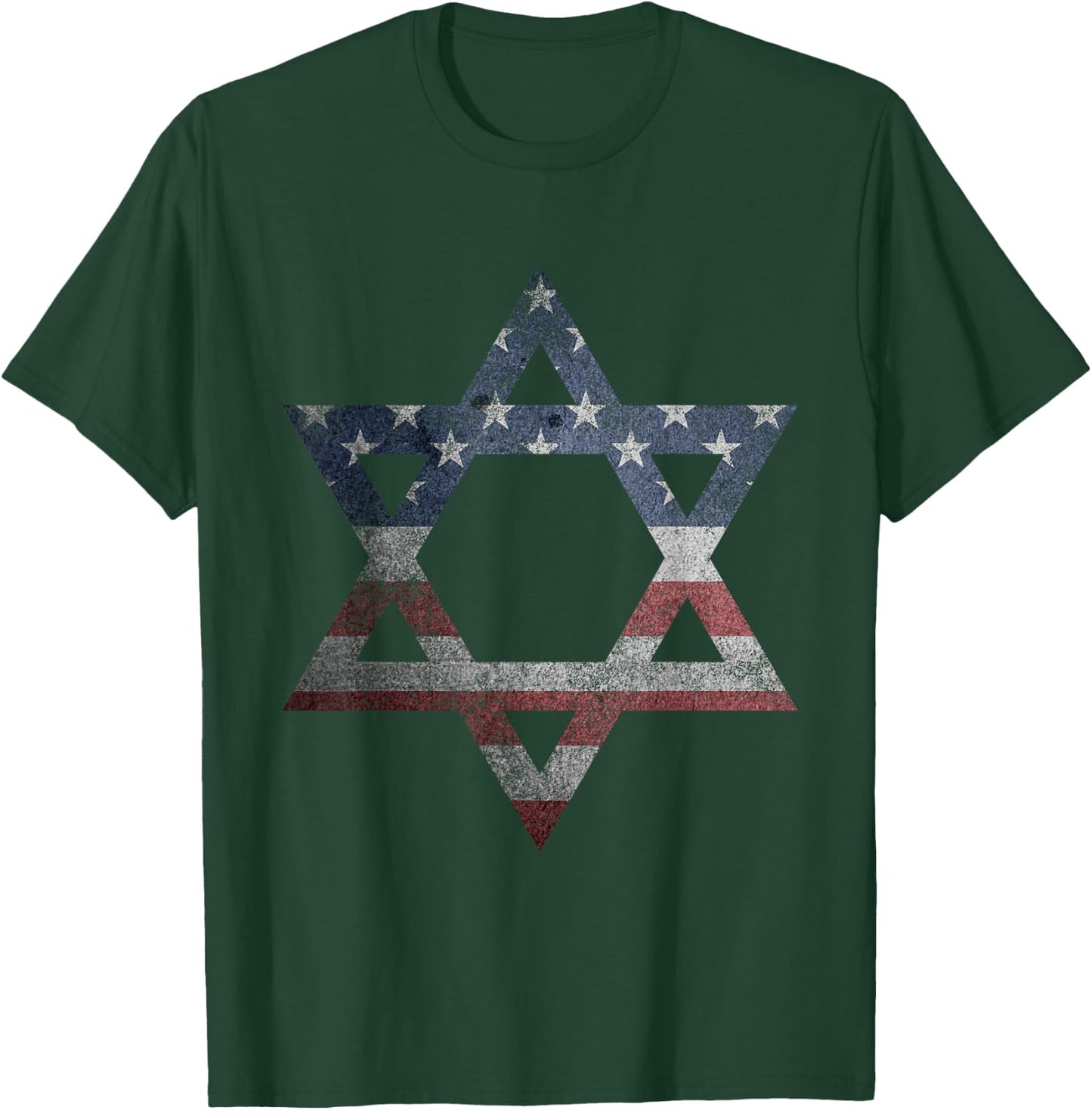 Distressed Star of David Jews Jewish Gifts USA American Flag T-Shirt - T-Shirt | Forest
