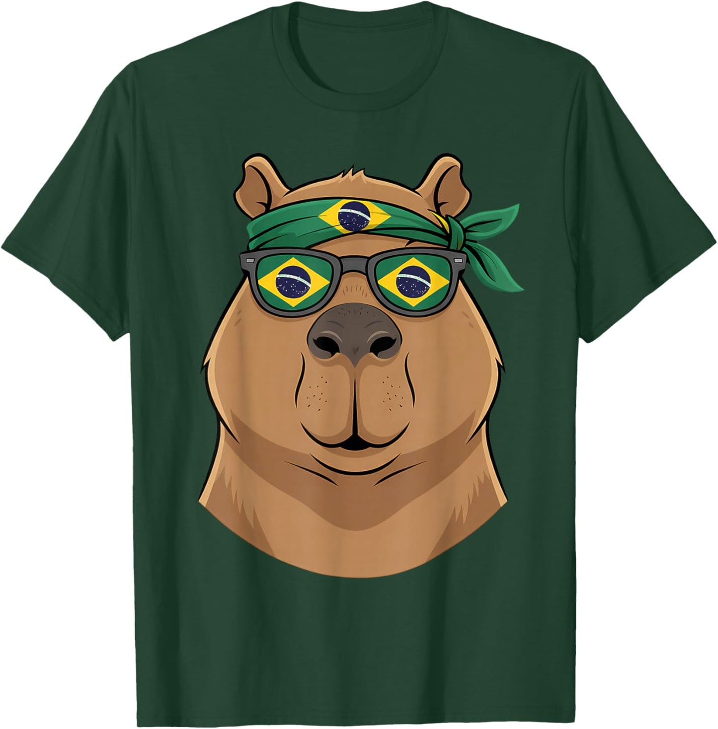Brazil Flag Capybara Brazilian Roots Brasilian Pride Brasil T-Shirt - T-Shirt | Forest