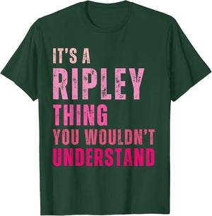 Ripley Personalized Names Apparel -Adults Vintage Black Small Everyday Casual T-Shirt - T-Shirt | Forest