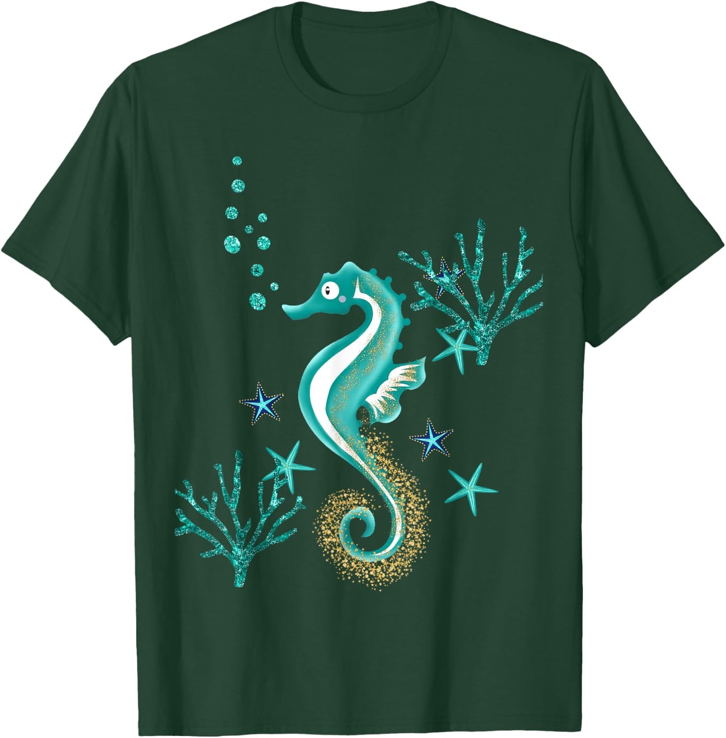 Turquoise Seahorse Ocean Design T-Shirt - T-Shirt | Forest