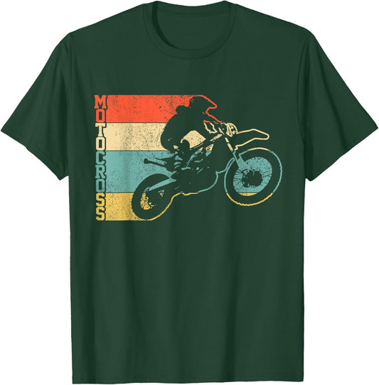 Motocross Vintage Enduro Dirt Bike Motorcycle MX Biker T-Shirt - T-Shirt | Forest