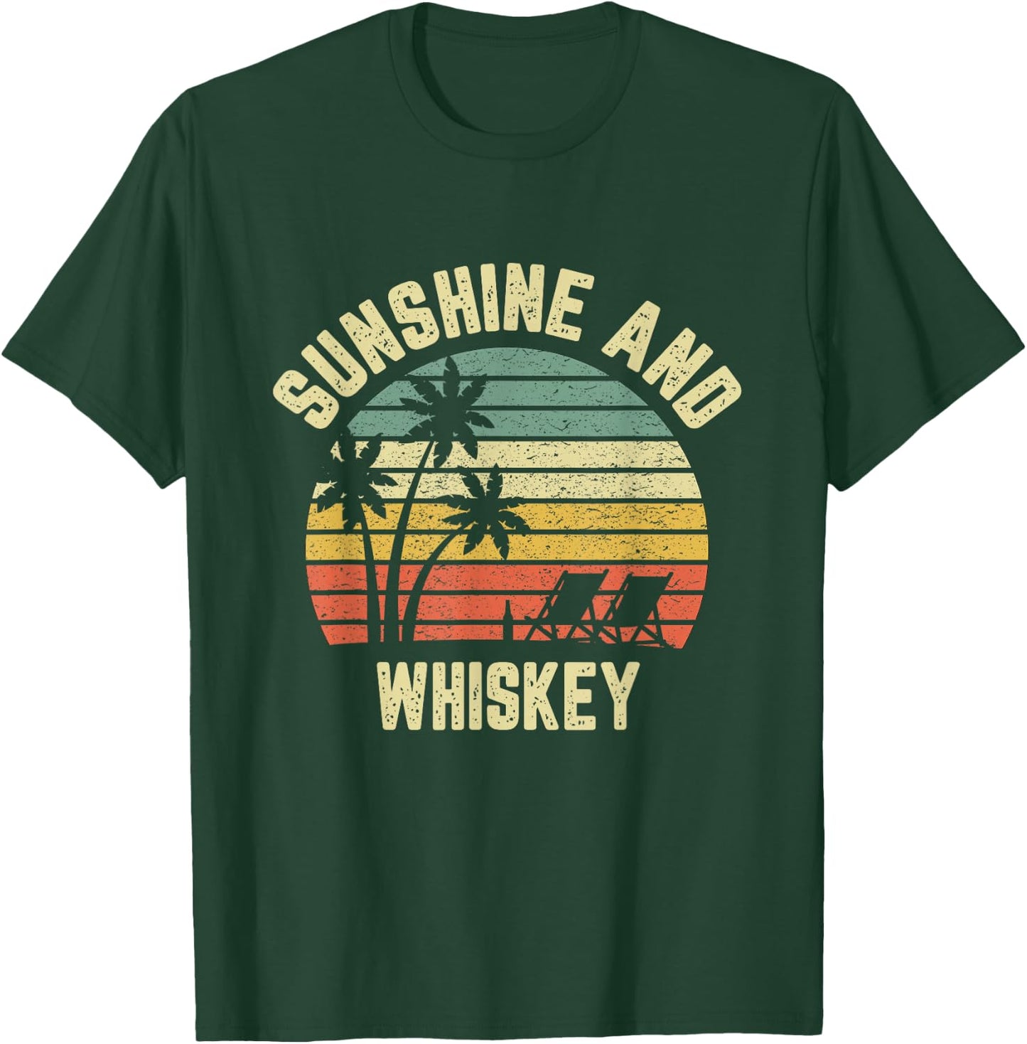 Vintage Sunshine and Whiskey Shirt Cool Retro Summertime Women T-Shirt - T-Shirt | Forest