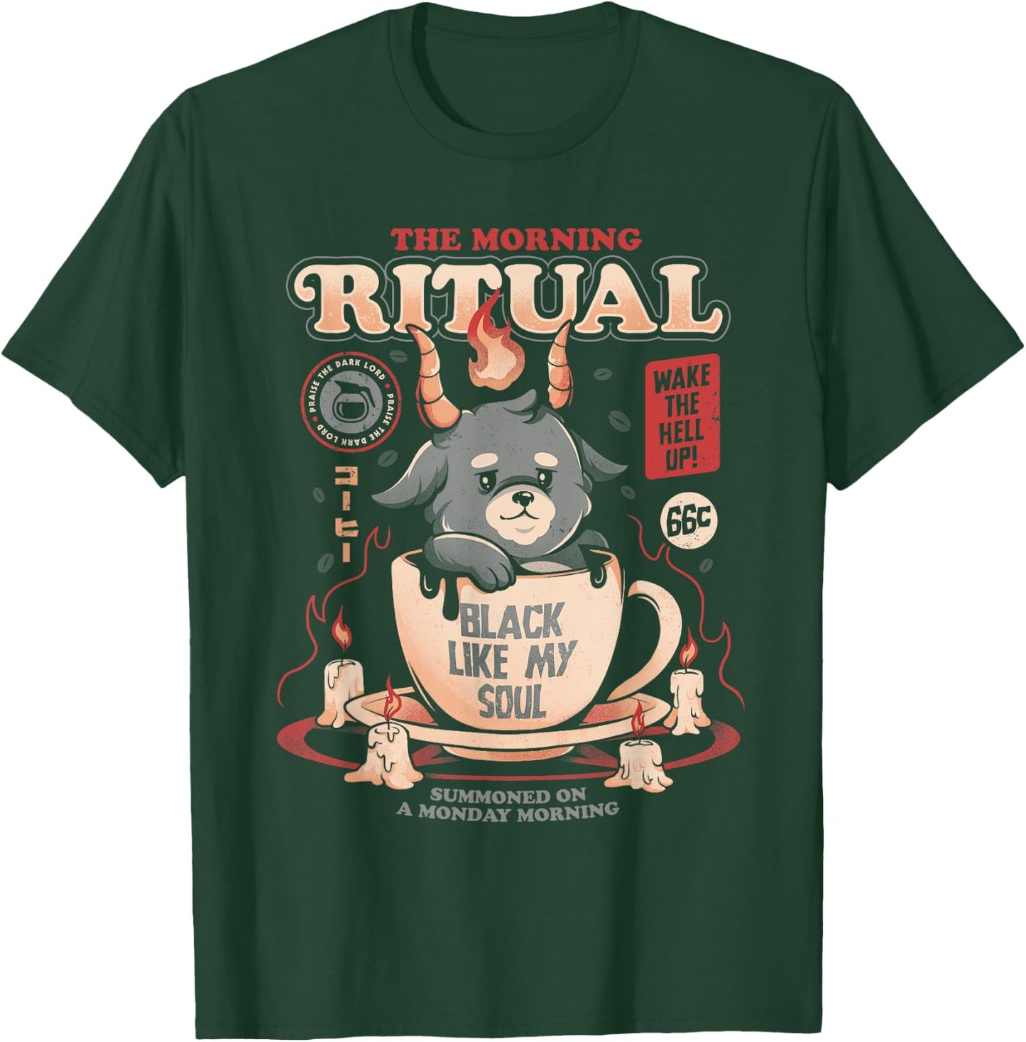 Baphomet Coffee The Morning Ritual Cute Goth Drinking T-Shirt - T-Shirt | Forest