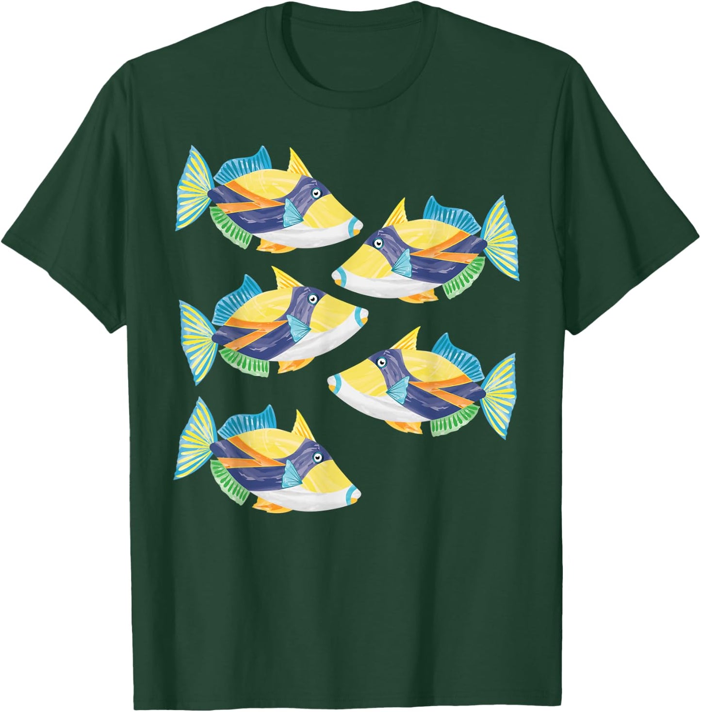 Exotic Reef triggerfish humuhumu T-Shirt - T-Shirt | Forest