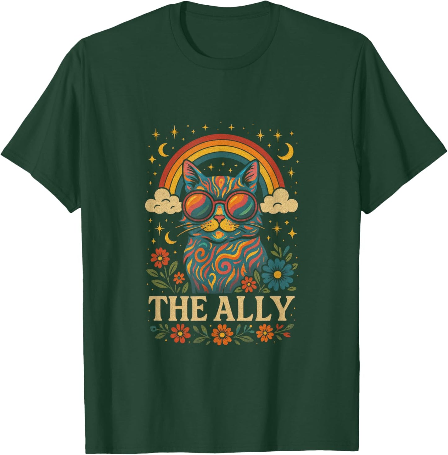 The Ally - Funny Ally Cat Tarot Pride Rainbow Flag T-Shirt - T-Shirt | Forest