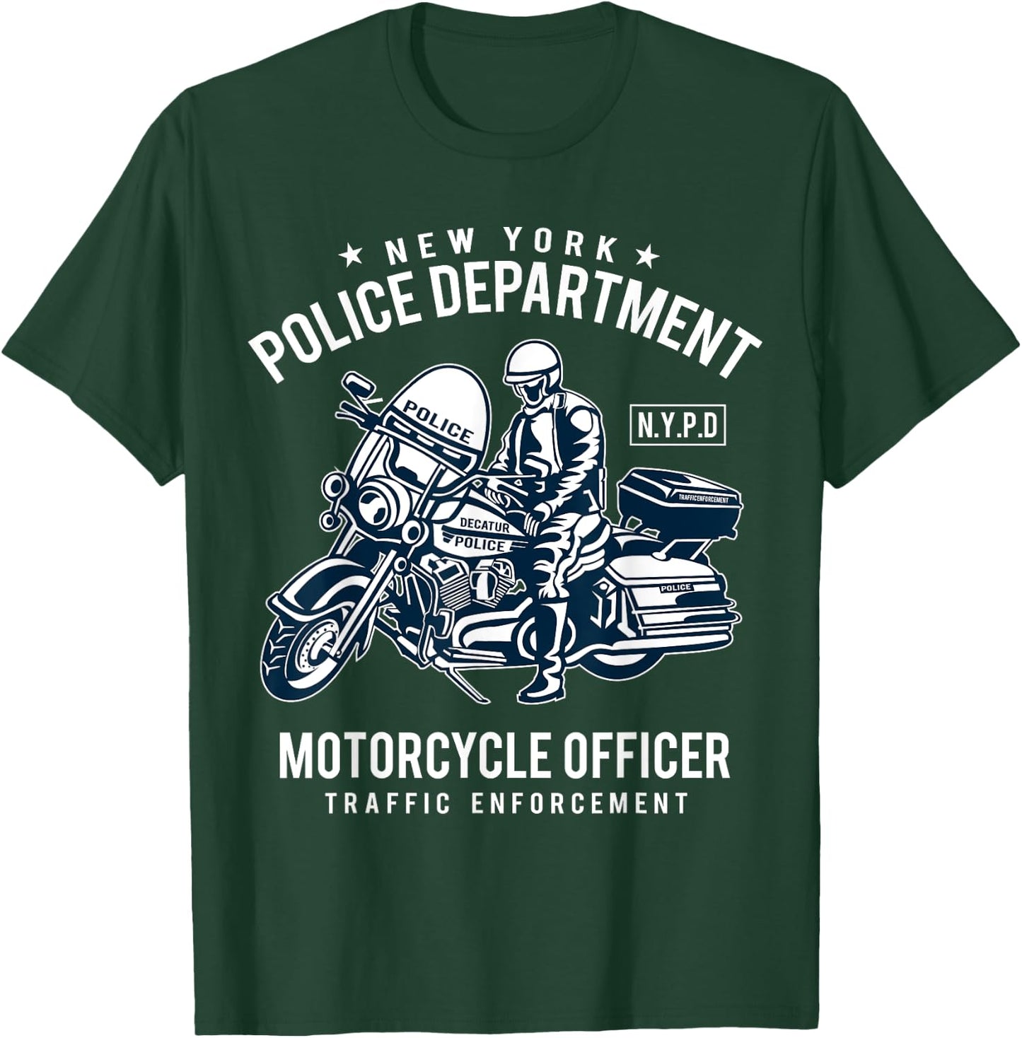 New York City Police & Motorcycle Officer Special Gift T-Shirt - T-Shirt | Forest