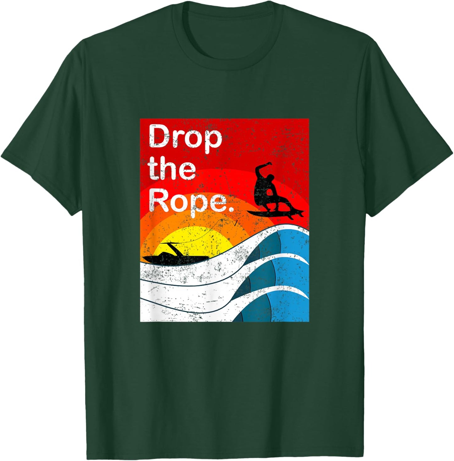 Drop the Rope Wakesurfing Wakesurf Vintage Wake Surf T-Shirt - T-Shirt | Forest