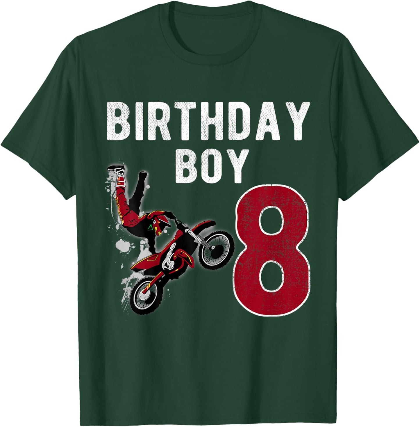 Kids Dirt Bike 8 Years Old Gift Kids Birthday Boy Happy T-Shirt - T-Shirt | Forest