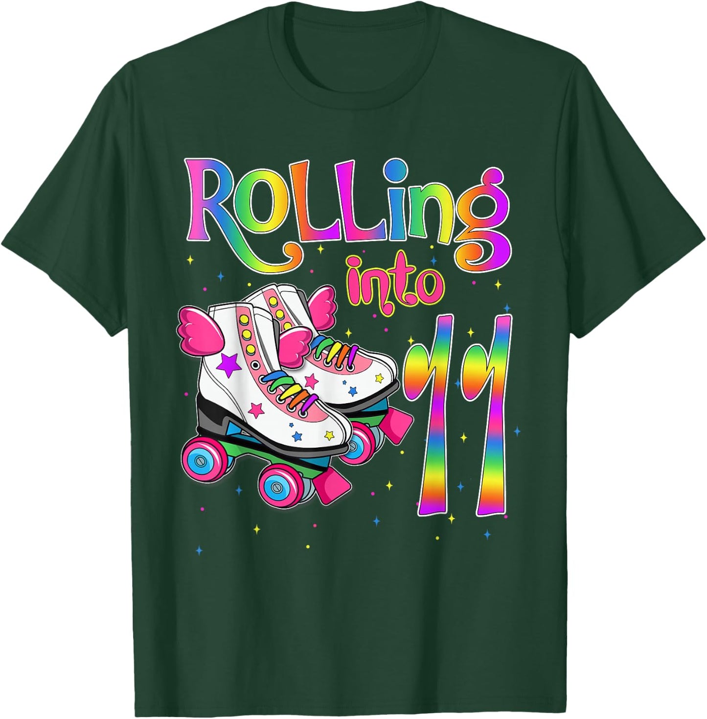 Rolling Into 11 Years Lets Roll I'm Turning 11 Roller Skate T-Shirt - T-Shirt | Forest