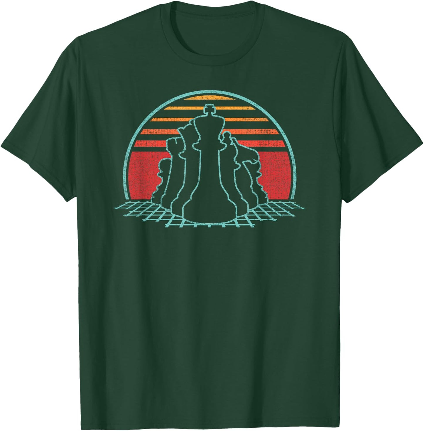 Chess Player Chess Pieces Lover Retro Vintage 80s Style T-Shirt - T-Shirt | Forest