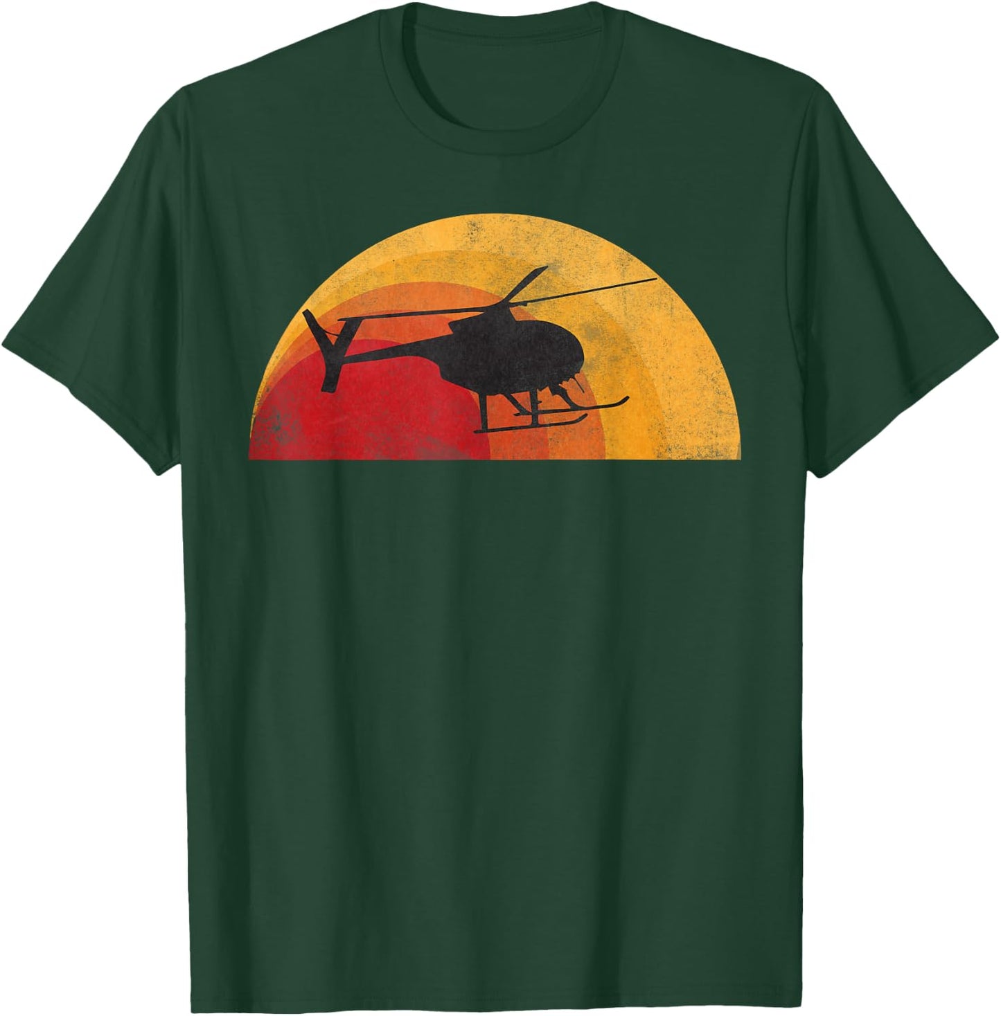Helicopter Silhouette MD 500 Sunset Pilot T-Shirt - T-Shirt | Forest