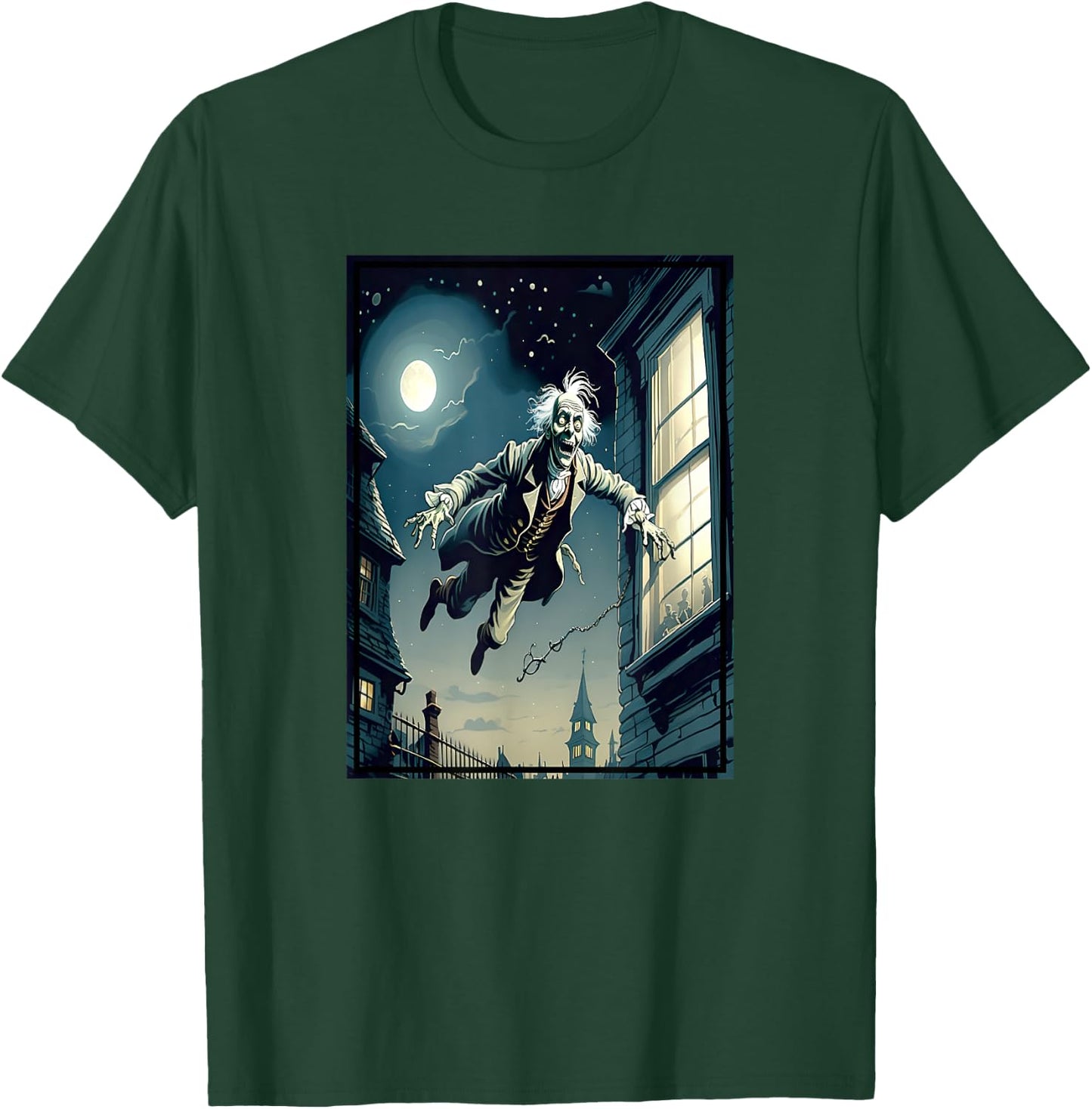 Jacob Marley The Ghost Flying Out The Window T-Shirt - T-Shirt | Forest