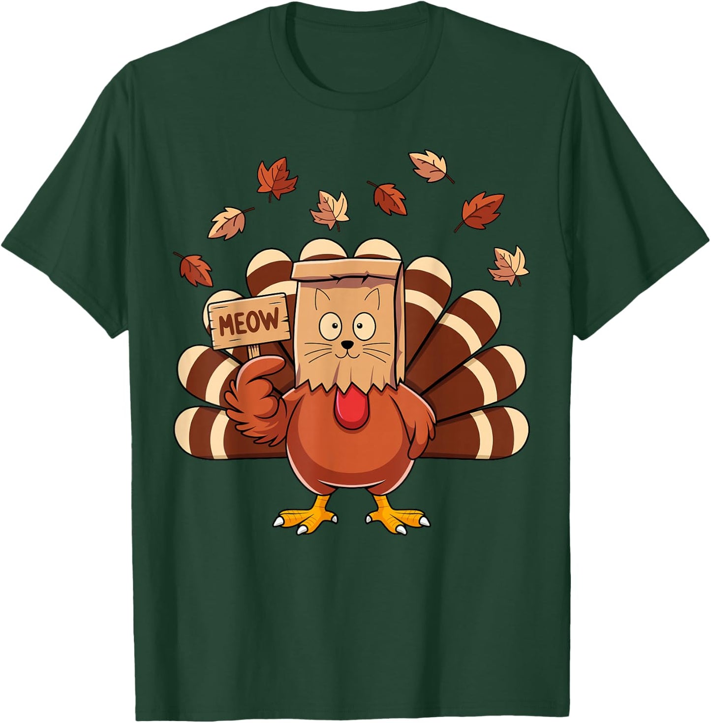 Thanksgiving Turkey Moo Gobble Funny Thanksgiving Women Men T-Shirt - T-Shirt | Forest