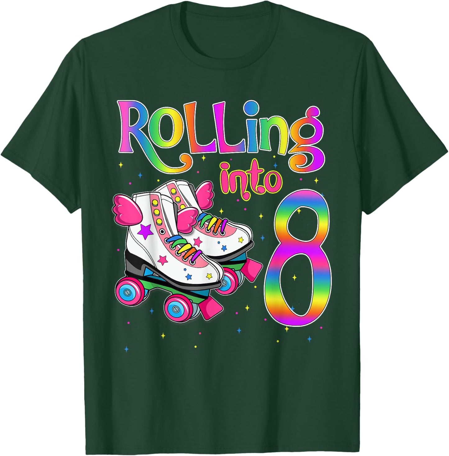 Rolling Into 8 years Let's Roll I'm Turning 8 Roller Skate T-Shirt - T-Shirt | Forest