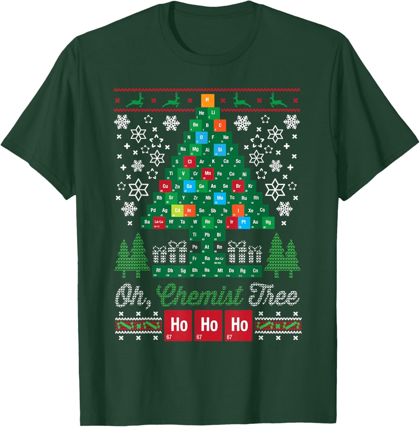 Oh Chemist Tree Merry Christmas Ugly Chemistry T-Shirt - T-Shirt | Forest