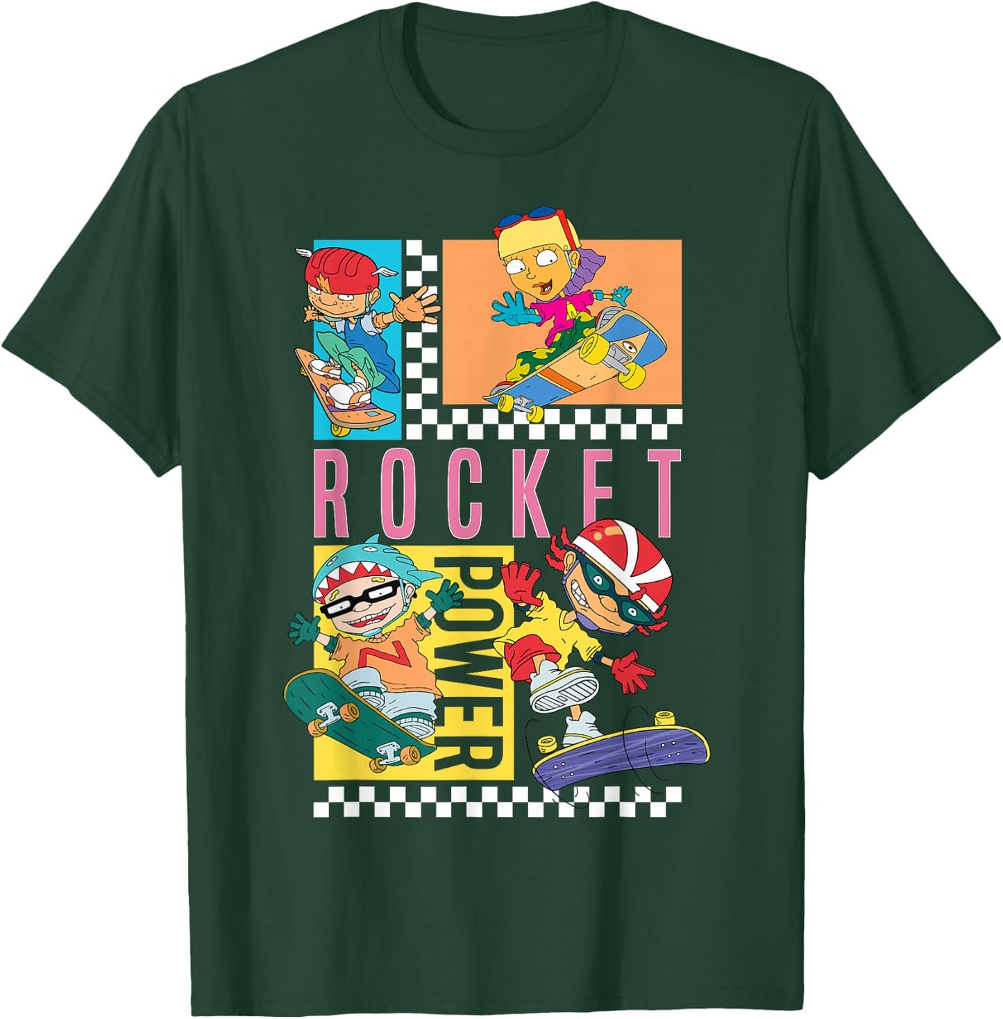 Checkerboard Rocket Power Grid Design T-Shirt - T-Shirt | Forest