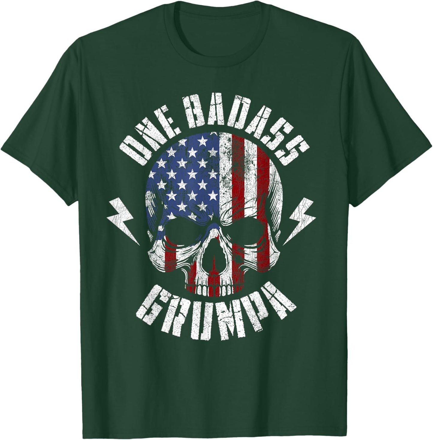 Skull Flag One Badass Grumpa, Fathers Day For Grandfather T-Shirt - T-Shirt | Forest