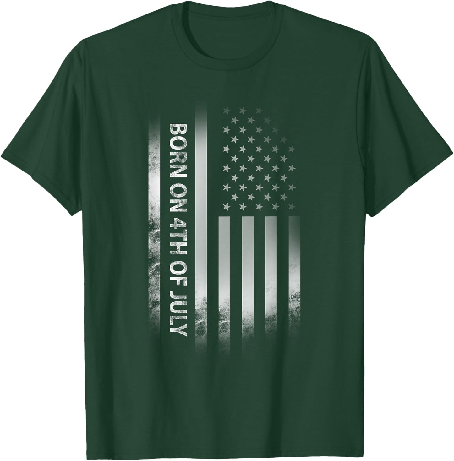 4th of July Birthday American Flag Born on the Fourth T-Shirt - T-Shirt | Forest