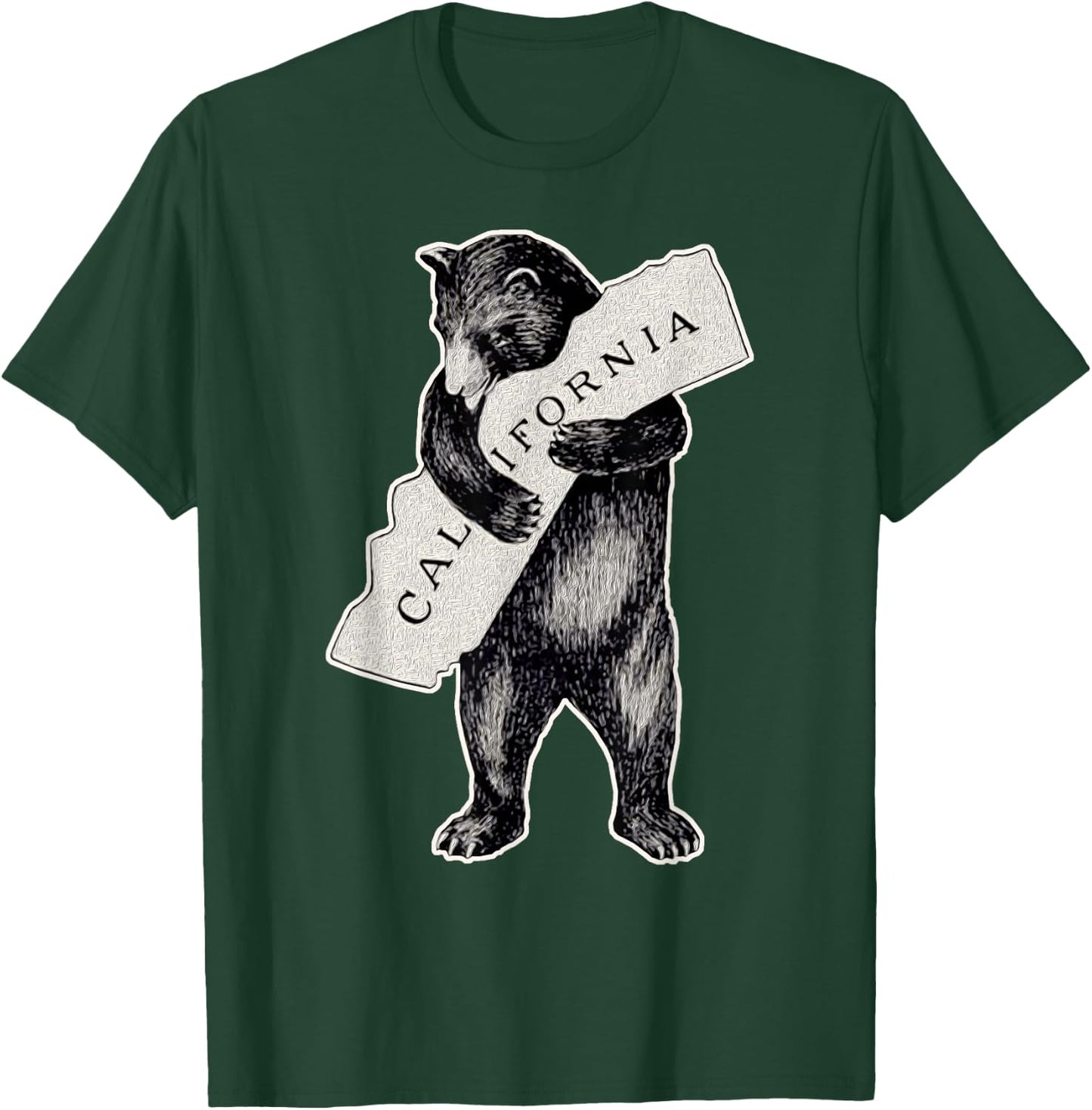 California Love Art-Retro Cali Bear Hug California T-Shirt - T-Shirt | Forest