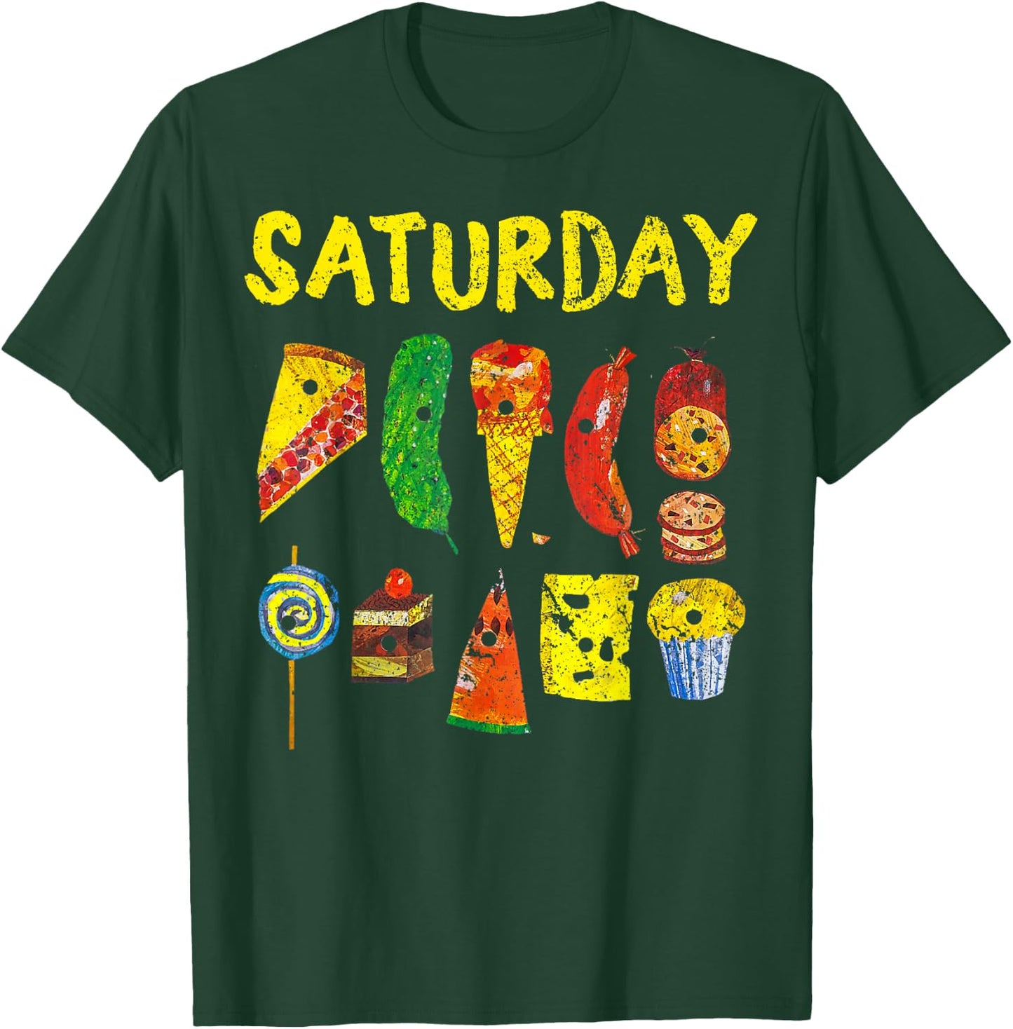 Funny Hungry Caterpillars Saturday Fruits Teacher T-Shirt - T-Shirt | Forest