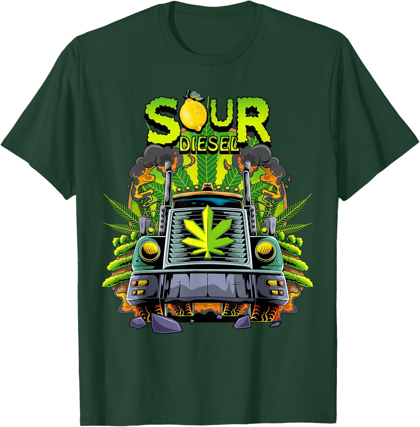 Weed Sour Diesel Strain Truck Cannabis Men Women Sour Diesel T-Shirt - T-Shirt | Forest