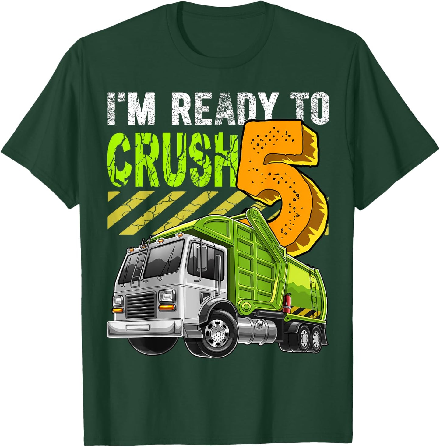 Garbage Truck 5th Birthday Party Birthday Boy Gift Kids T-Shirt - T-Shirt | Forest