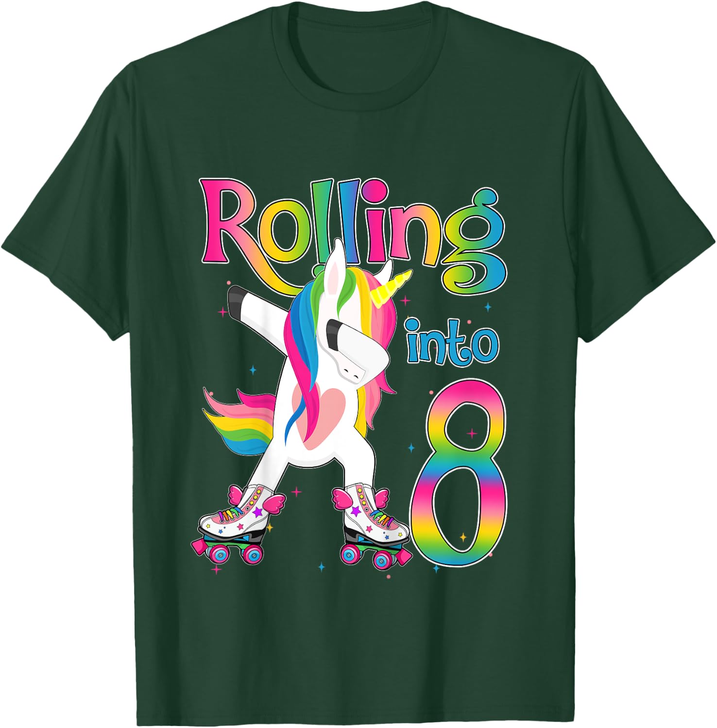 Rolling Into 8 years Let's Roll I'm Turning 8 Roller Skate T-Shirt - T-Shirt | Forest