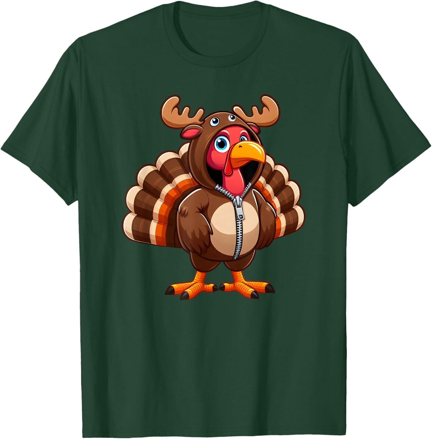 Turkey Costume Moose Funny Thanksgiving Turkey Women Men T-Shirt - T-Shirt | Forest