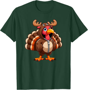 Turkey Costume Moose Funny Thanksgiving Turkey Women Men T-Shirt - T-Shirt | Forest