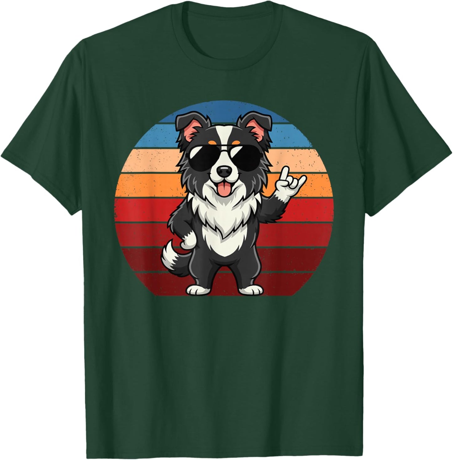Retro Border Collie Mom Funny Border Collie T-Shirt - T-Shirt | Forest