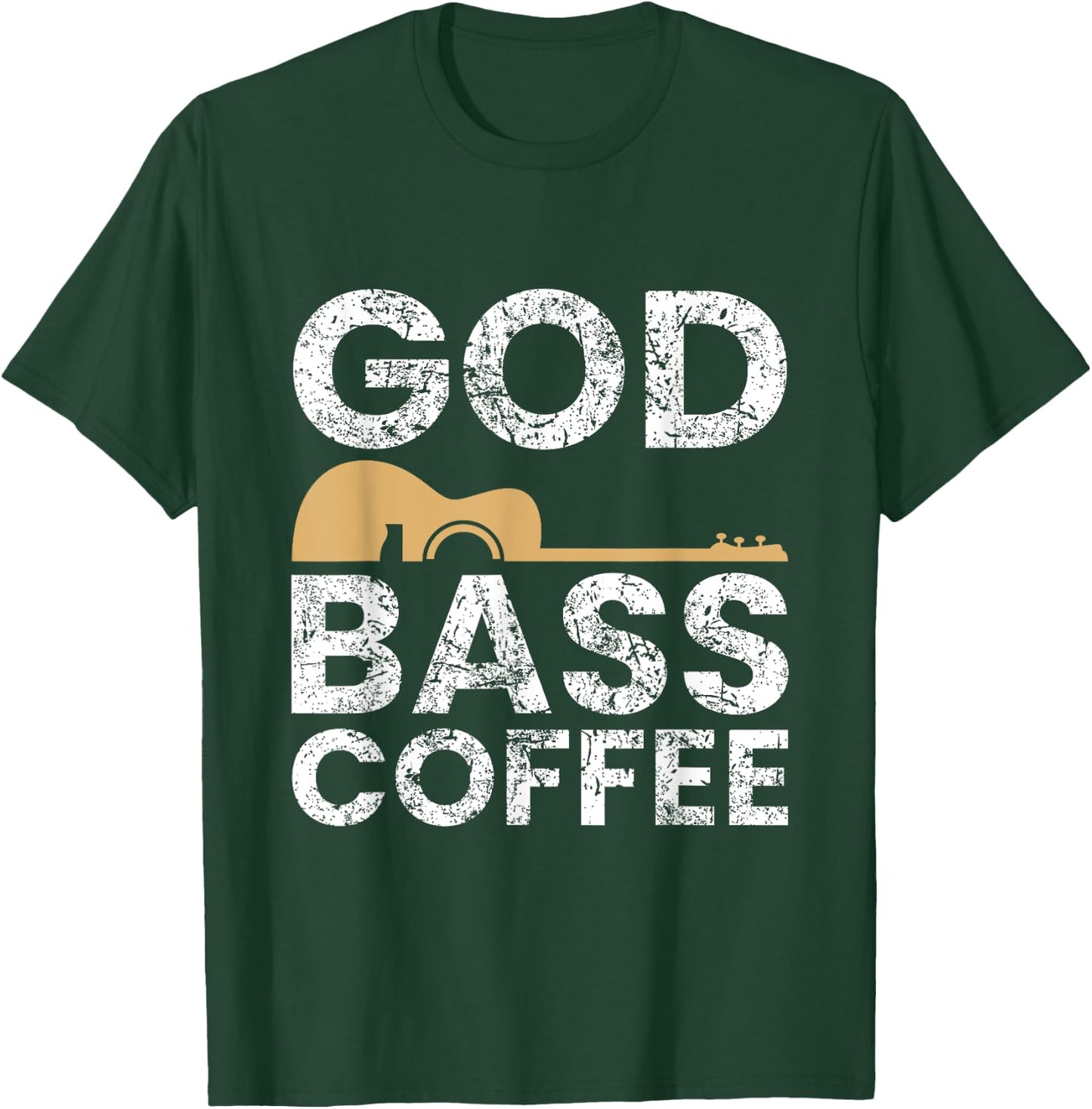 God Bass Coffee Guitar Christian Religious Church Music Gift T-Shirt - T-Shirt | Forest