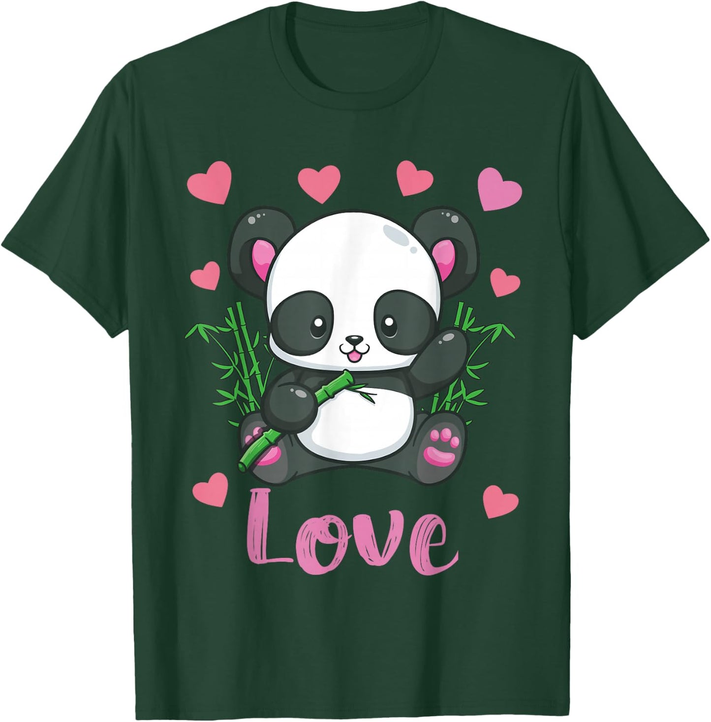 Panda Valentines Day Shirt Hearts Love Women Girls Gift T-Shirt - T-Shirt | Forest