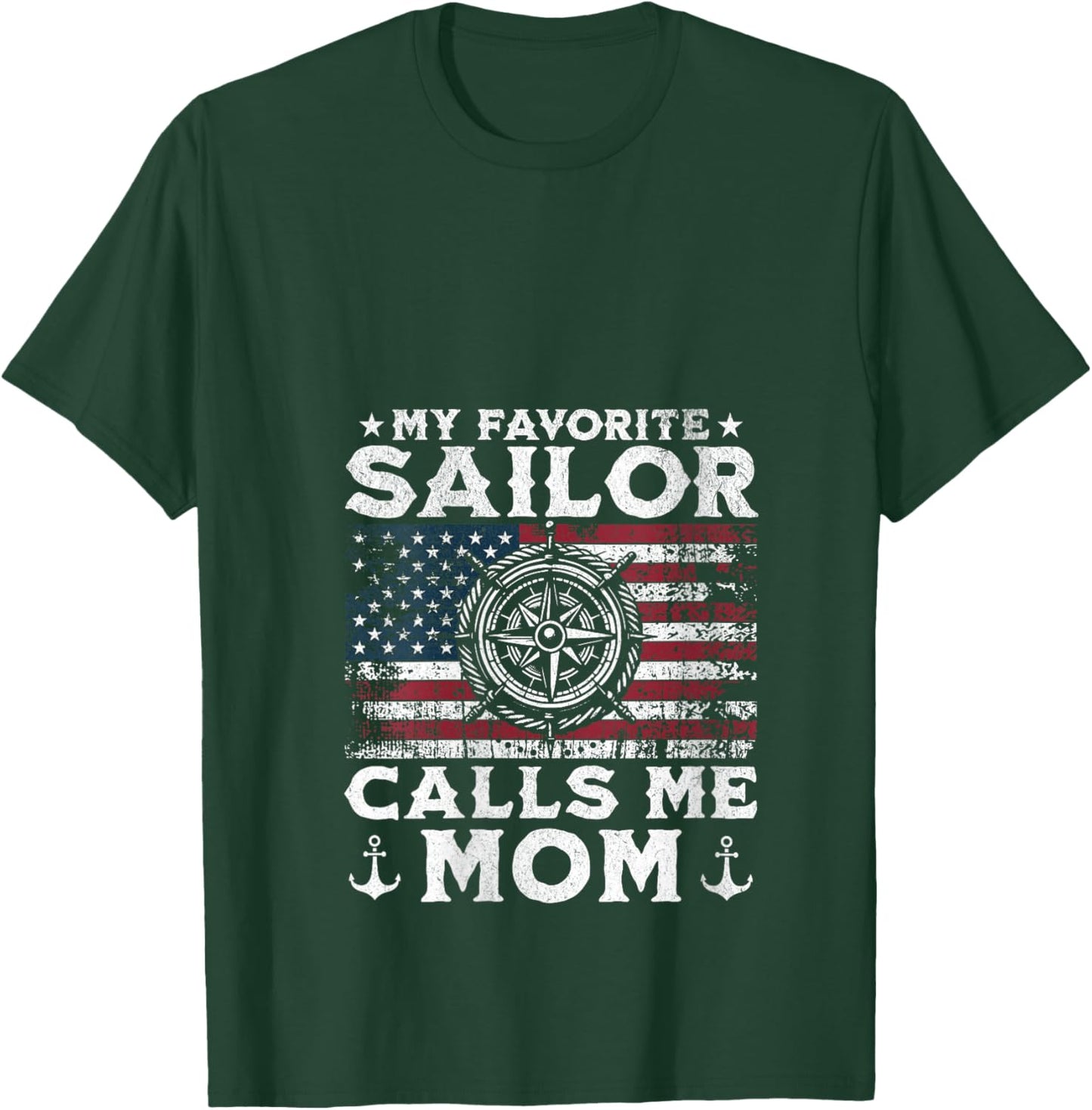 Women's My Favorite Sailor Calls Me Mom - Proud Mom of a Sailor V-Neck T-Shirt - T-Shirt | Forest