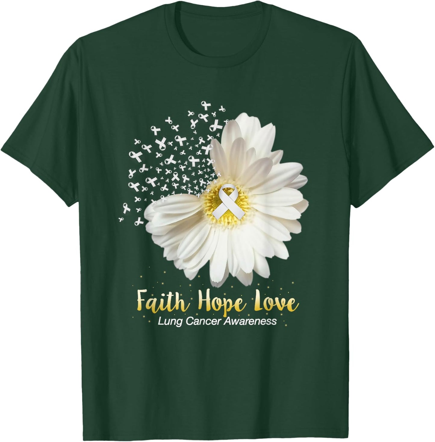 Faith Hope Love Lung Cancer Awareness Gifts T-Shirt - T-Shirt | Forest