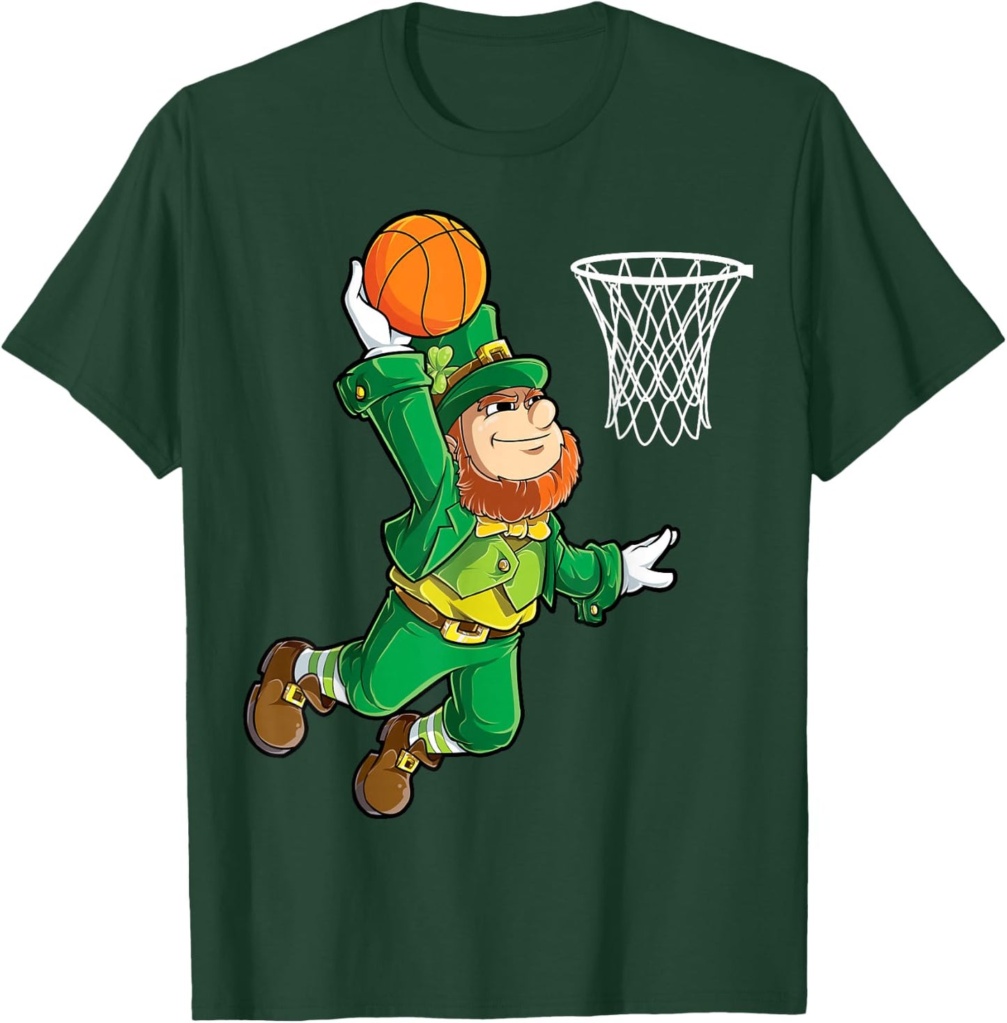 Leprechaun Basketball Dunk St Patricks Day Boys Men Sports T-Shirt - T-Shirt | Forest