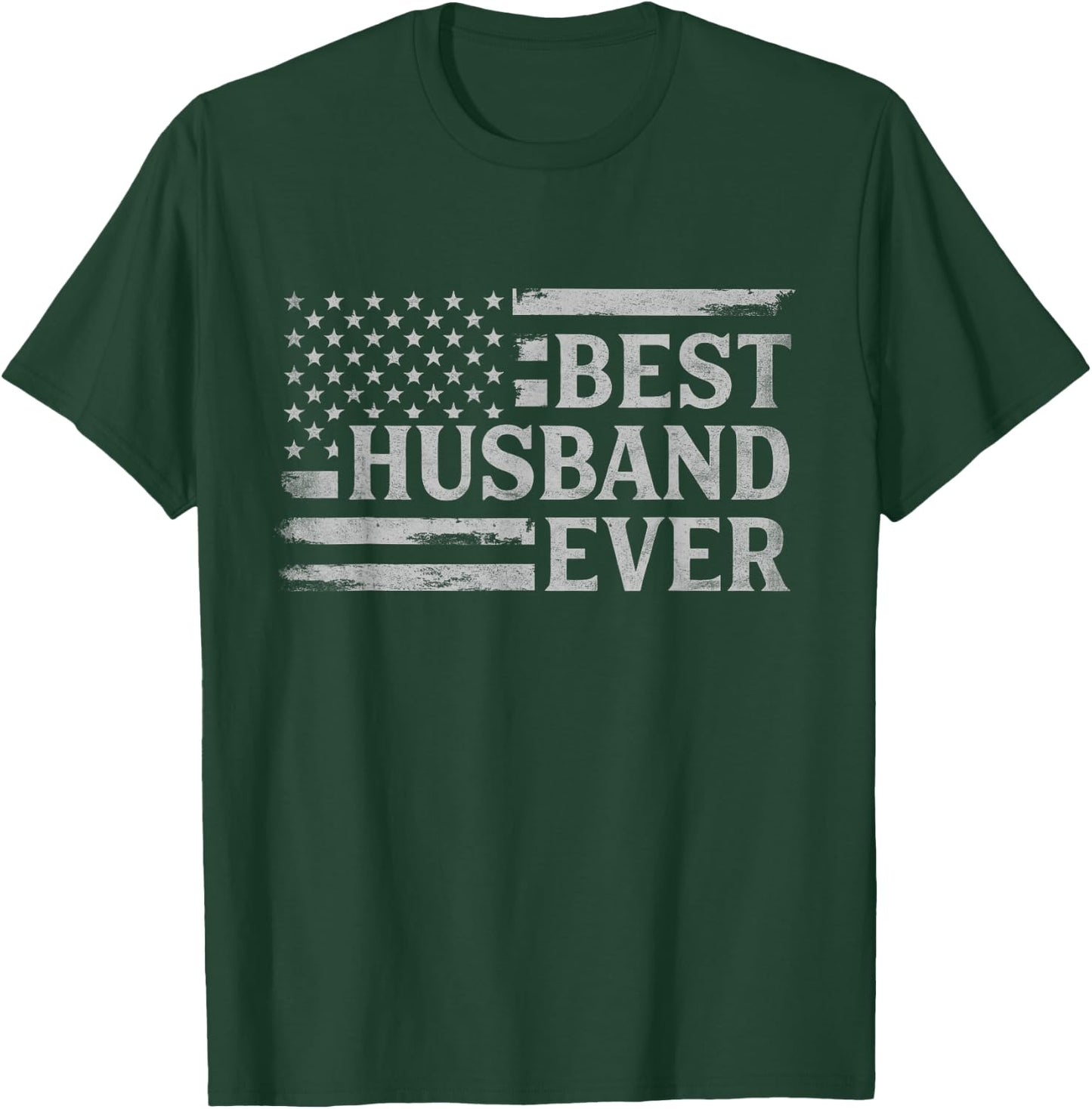 Best Husband Ever Grey Vintage USA Flag Father's Day T-Shirt - T-Shirt | Forest