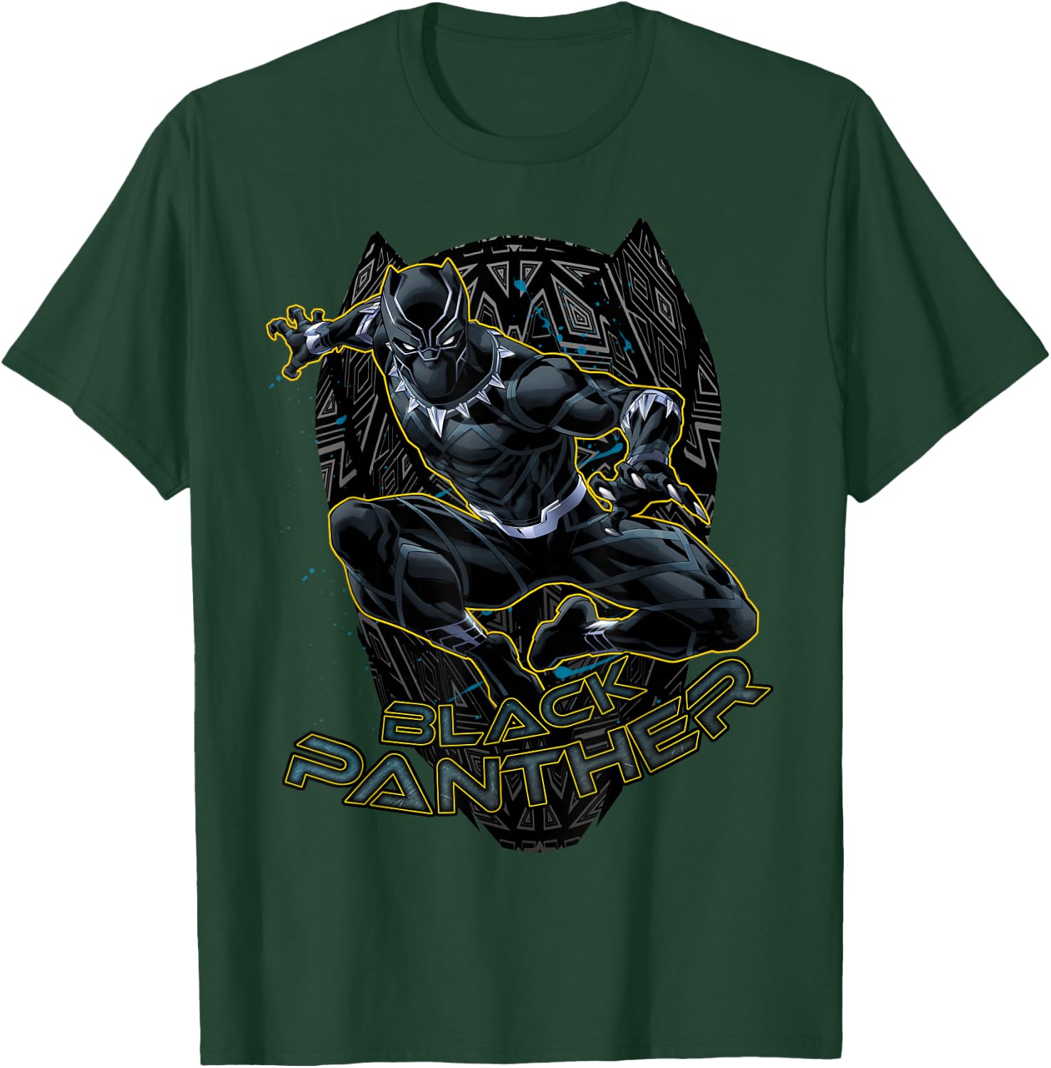Marvel Black Panther Gold Trimmed Pounce Graphic T-Shirt - T-Shirt | Forest