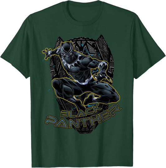 Marvel Black Panther Gold Trimmed Pounce Graphic T-Shirt - T-Shirt | Forest