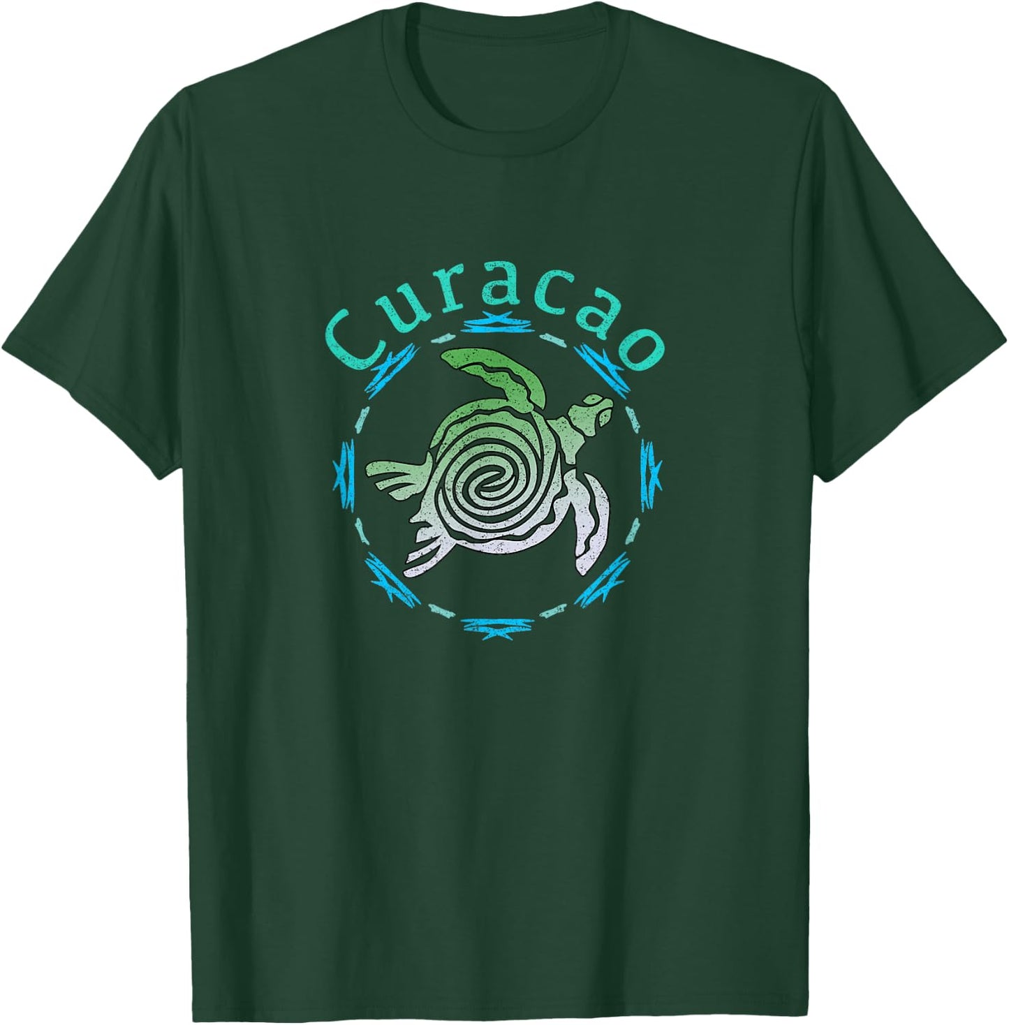 Curacao Vintage Tribal Turtle Gift T-Shirt - T-Shirt | Forest