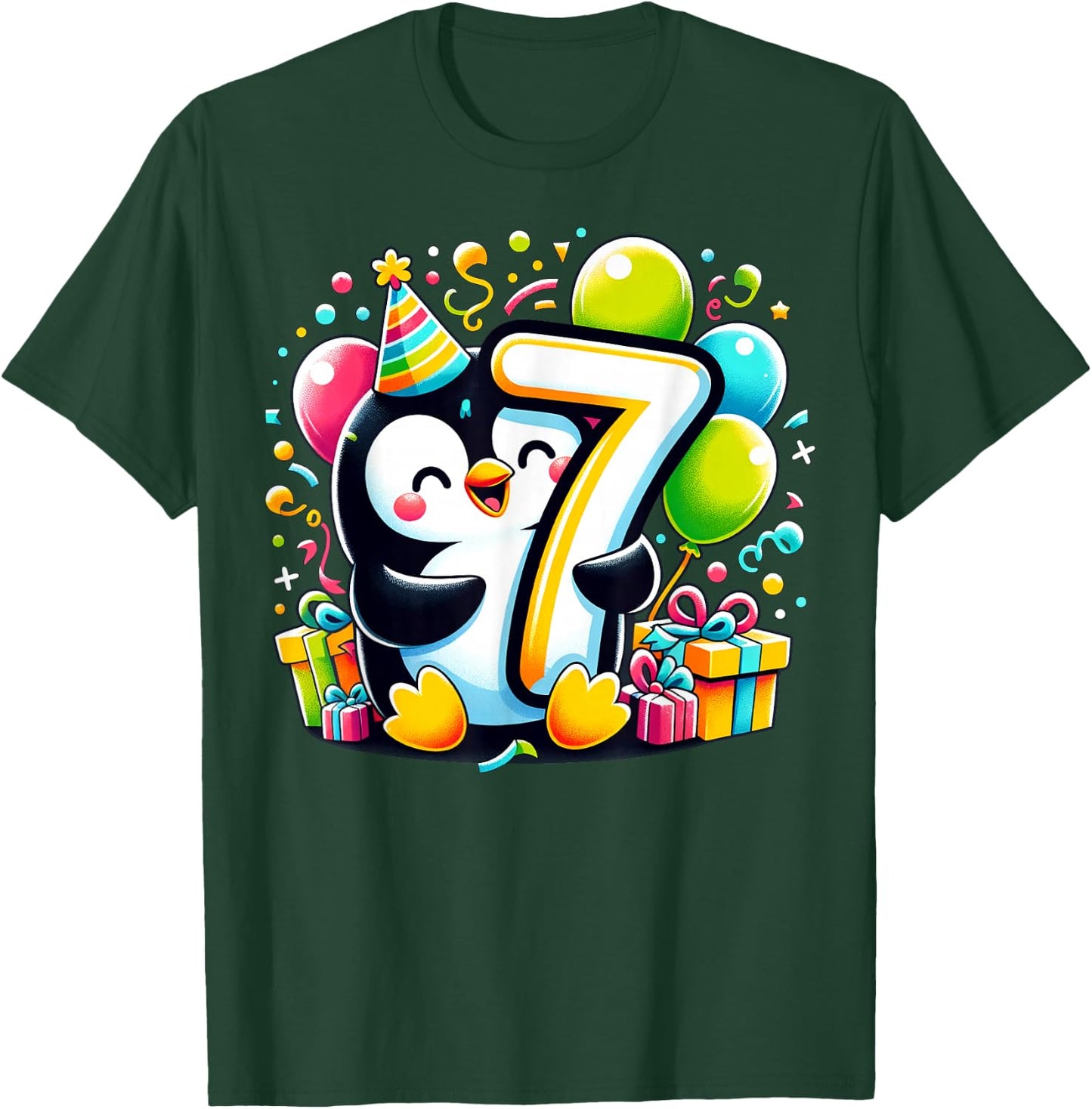 Penguin 7th birthday for boy girl 7 years old seven Penguin T-Shirt - T-Shirt | Forest
