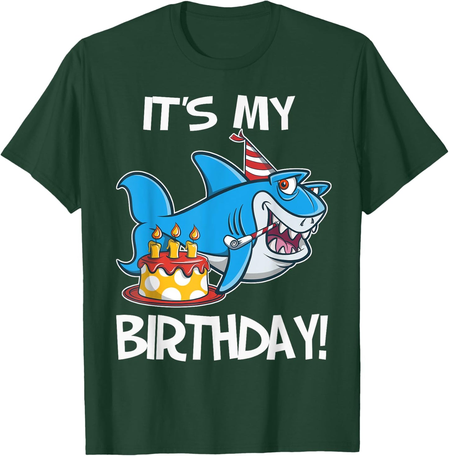 It's My Birthday Shark T Shirt Gift Girls Boys Adults T-Shirt - T-Shirt | Forest