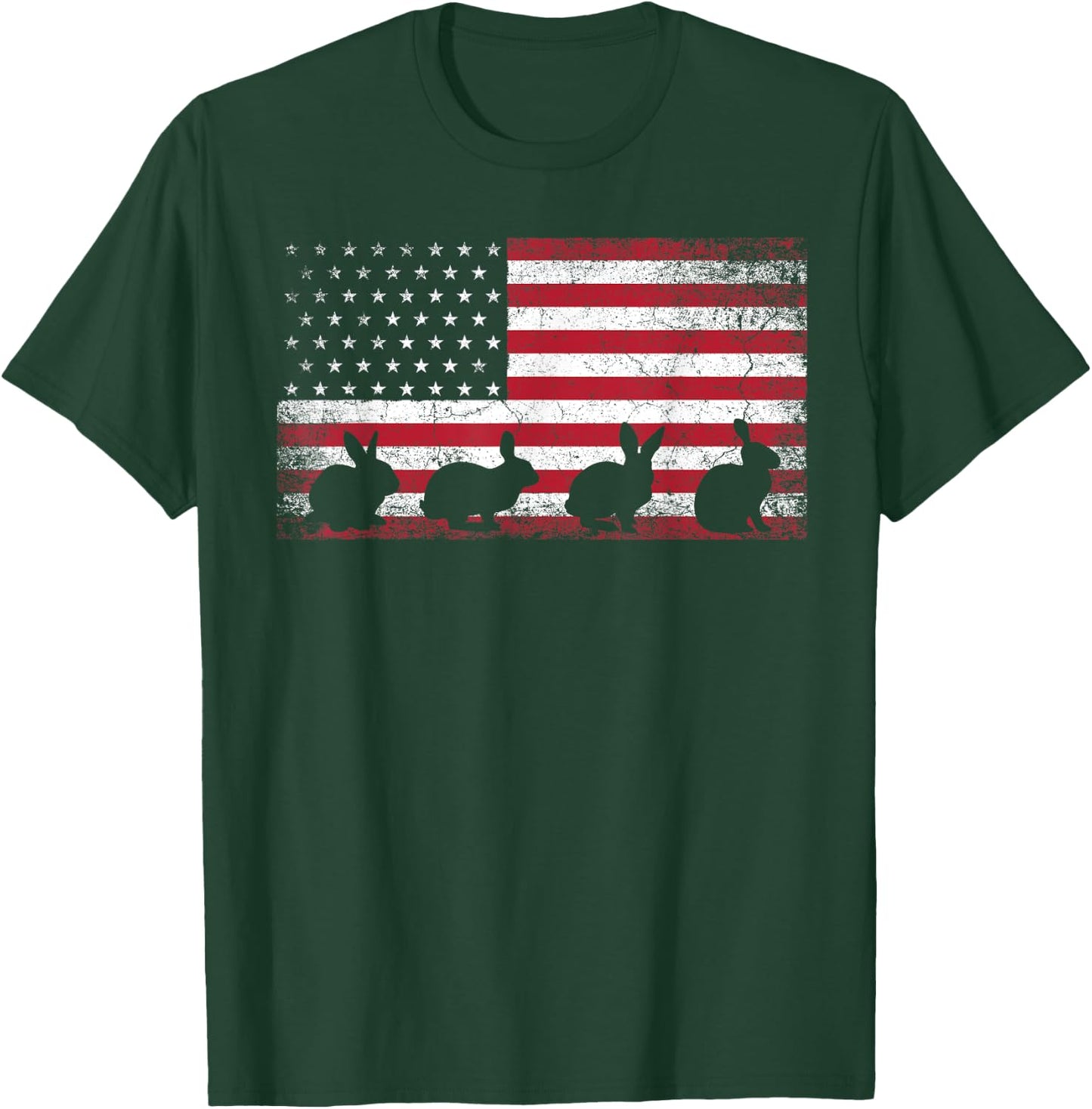 Retro Easter Bunny Rabbit Vintage 4th of July American Flag T-Shirt - T-Shirt | Forest