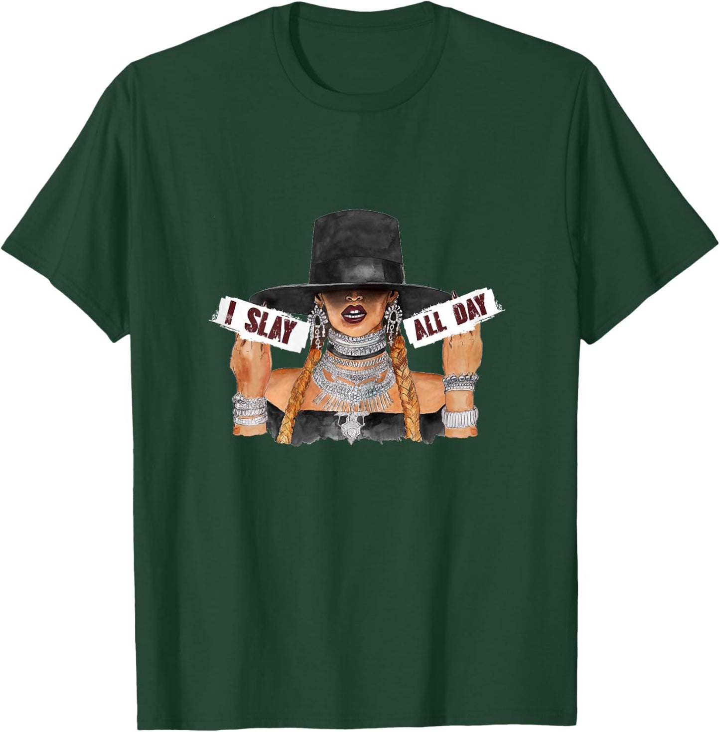 Women's I Slay All Day Fashion t Shirt T-Shirt - T-Shirt | Forest
