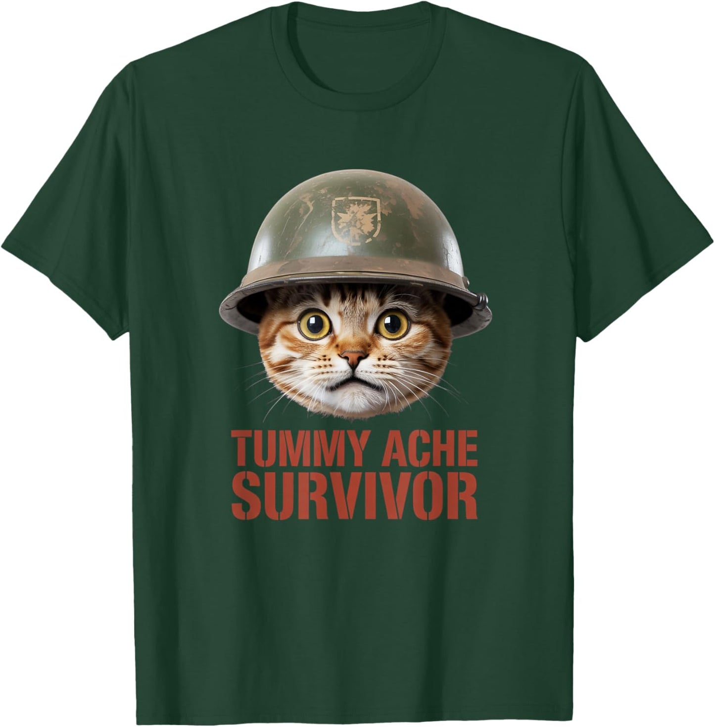 Tummy Ache Survivor Cat Meme Graphic Funny Cat T-Shirt - T-Shirt | Forest