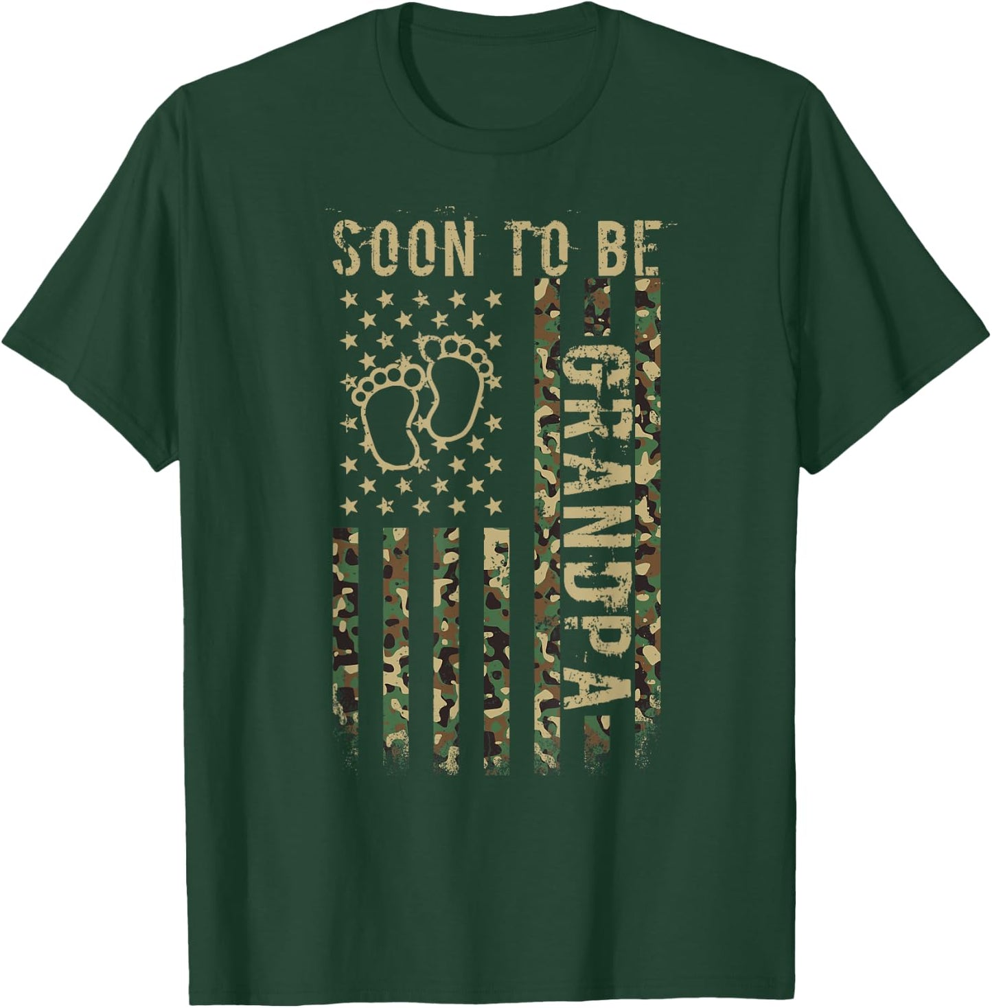 Soon To Be Grandpa American Flag Camouflage Grandpa US Flag T-Shirt - T-Shirt | Forest