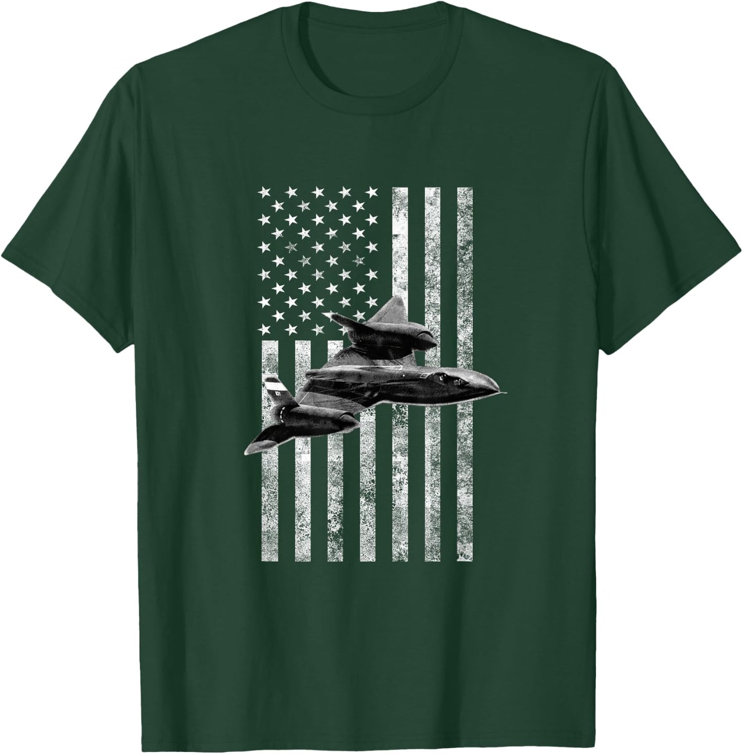 SR-71 Blackbird American USA Flag - Military T-Shirt - T-Shirt | Forest