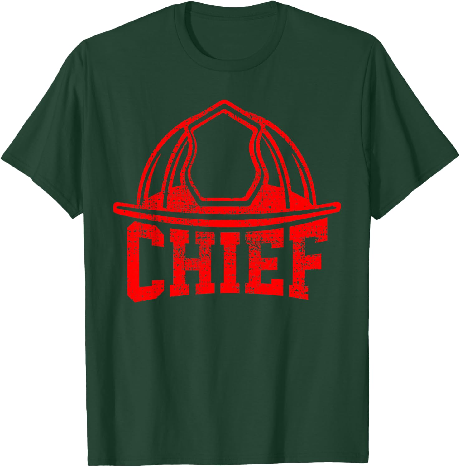 Firefighter Chief Helmet Gift T-Shirt - T-Shirt | Forest