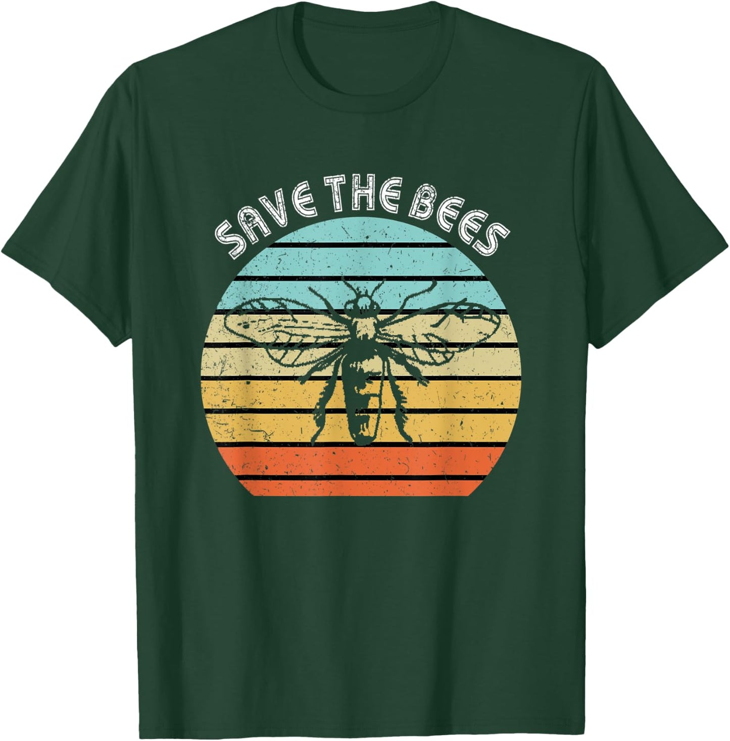 Save The Bees Shirt Retro Style Bee Climate Change T-Shirt - T-Shirt | Forest